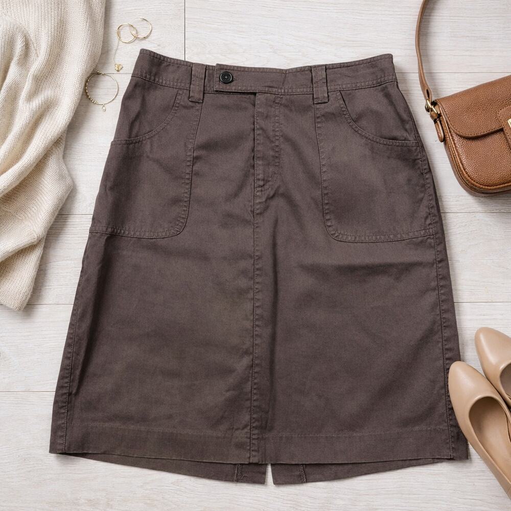 Ralph Lauren RL Brown Skirt 8 M Knee Length Classic Quiet Luxury Minimalist - Picture 2 of 6